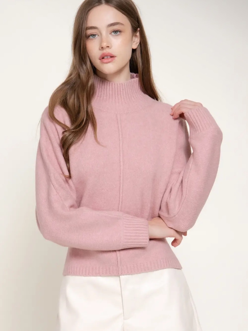 A531. Women’s Pink Mock Neck Sweater